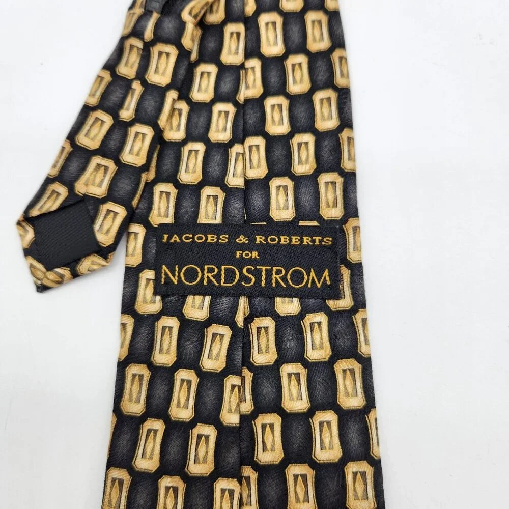 Jacob Roberts Nordstrom Zipper Tie Pre-Tied Necktie Adjustable‎ Geometric EUC